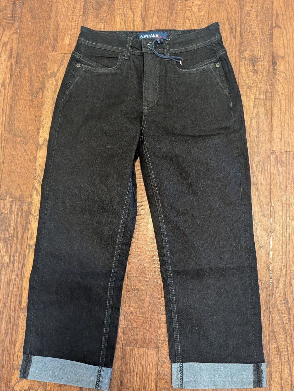 Vintage Santana Jeans Cuffed charcoal Boyfriend 50s Style Jeans. Size 4 or 6